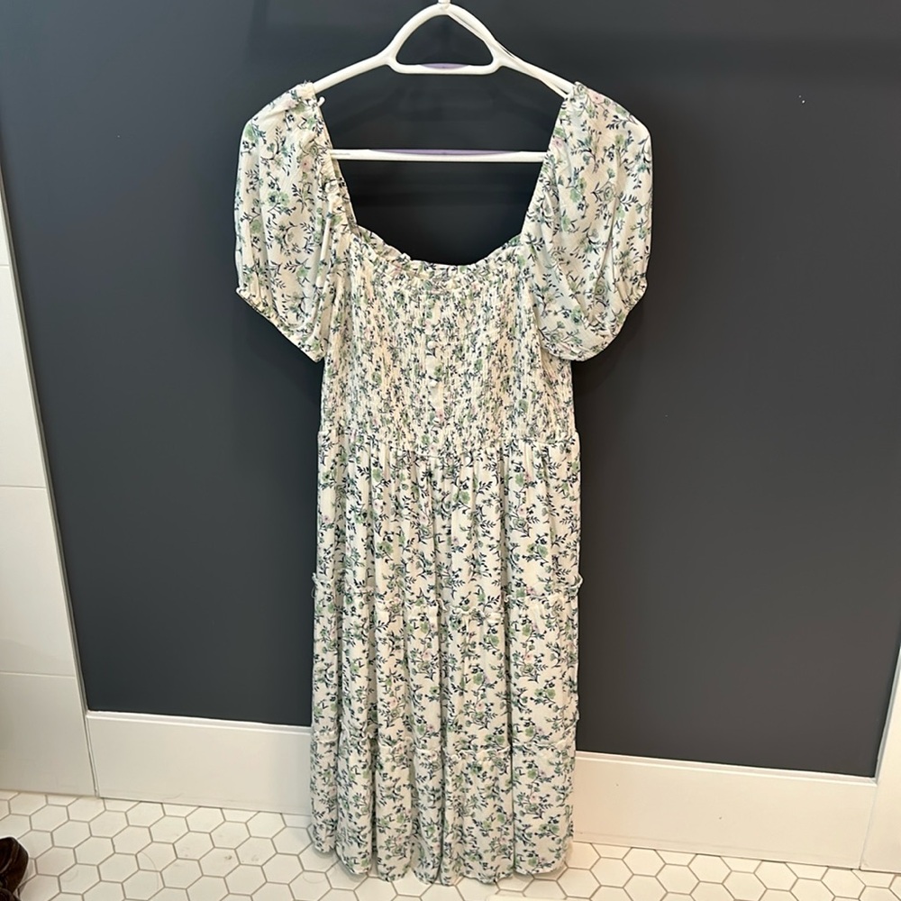 Smocked flowy floral dress
